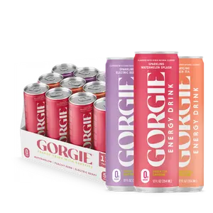 GORGIE Original Variety, Sugar-Free Natural Energy Drink Sparkling, Healthy Energy Drinks - Green Tea, Biotin, B Vitamins -150mg Caffeine, Vegan, & Low Calorie (Pack of 12)
