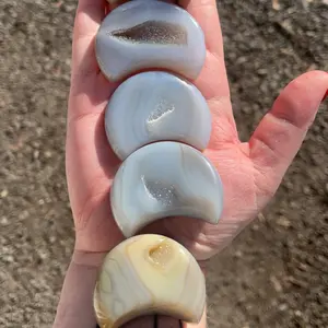 Medium Size Druzy Crystal Moon Carvings!