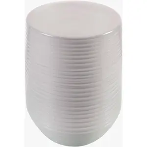 Azaro White Fluted Cylindrical Modern Minimalist Ceramic Outdoor Garden Stool