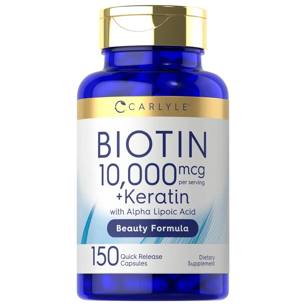 Carlyle Biotin 10000mcg - 150 Capsules - Beauty Formula with Keratin - Non-GMO, Gluten Free Supplement Carlyle Biotin 10000mcg - 150 Capsules - Beauty Formula with Keratin - Non-GMO, Gluten Free Supplement