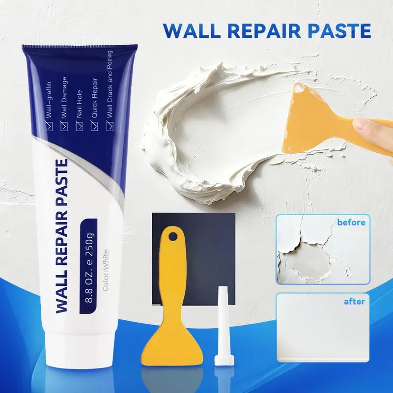 Drywall Patch Repair Kit, 250g Wall Mending Agent, Multi-functional Quick-drying Wall Repair Paste, Adhesive, Heavy Duty, Concrete Sealant Waterproof, Self Adesive，Home Renovation Wall Tools！