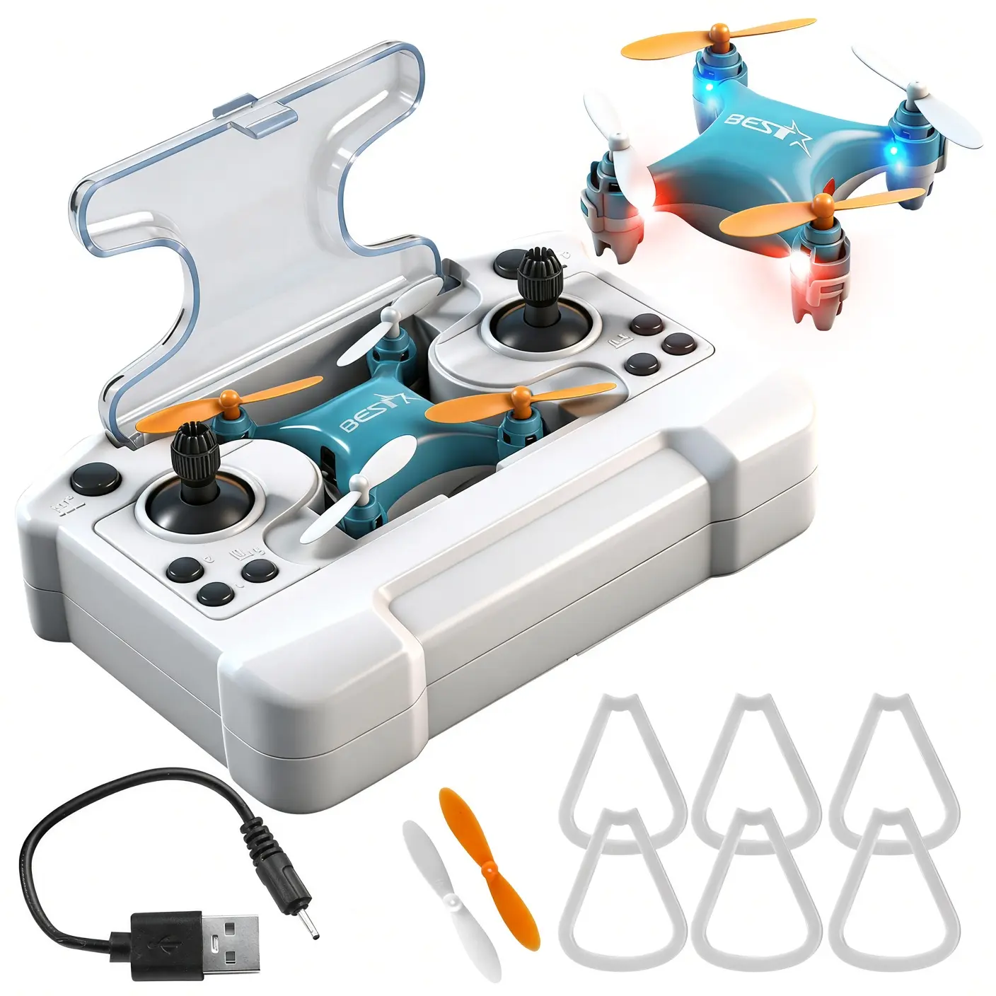 Mini Drone for Kids and Beginners, RC Quadcopter with One-Key Takeoff Landing, 360° Flip Stunts, LED Lights and Propeller Guards, Compact Pocket Flying Toy