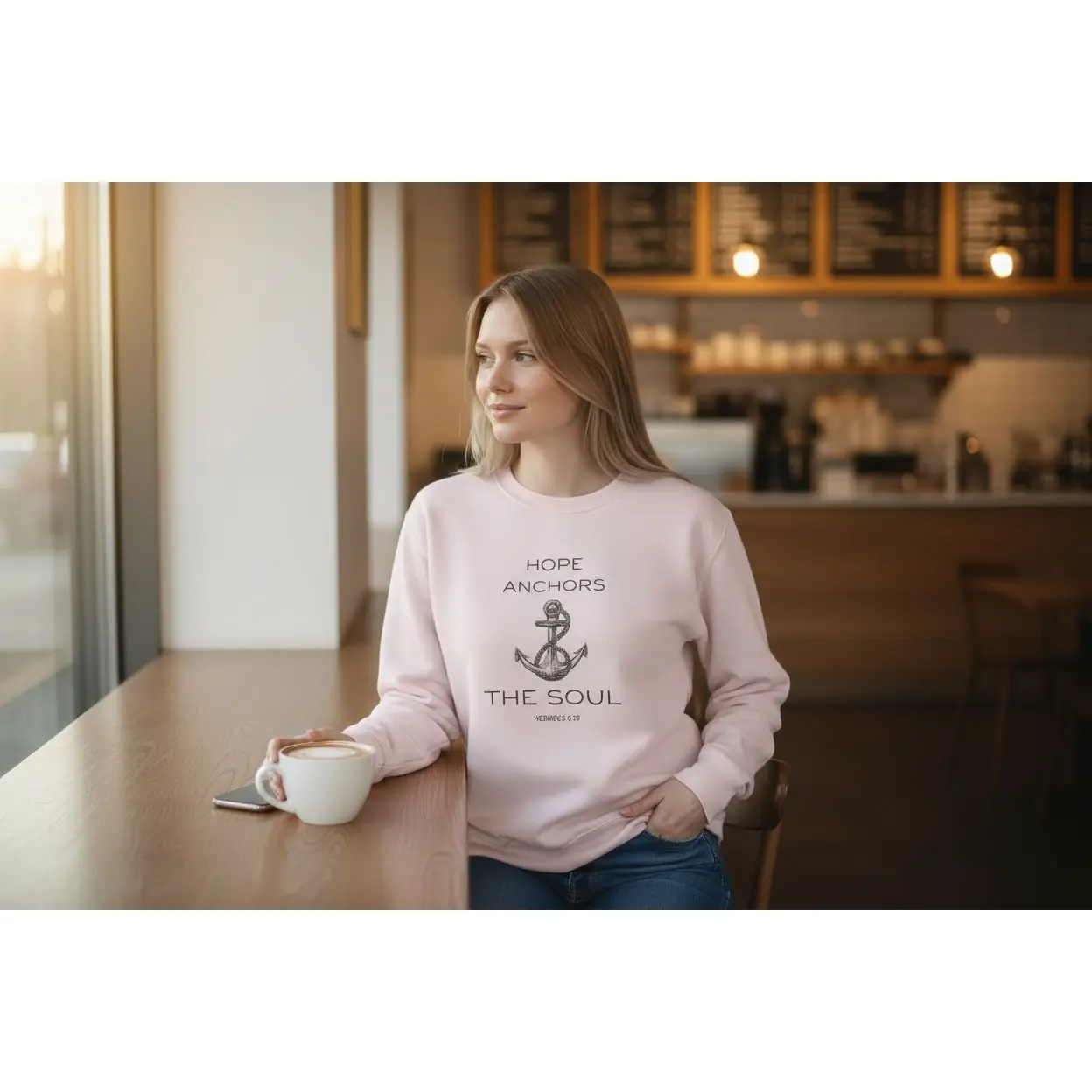 Hope Anchors the Soul Christian Crewneck Sweatshirt | Hebrews 6:19