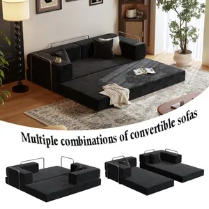 LODEIJA Compressed sofa, 80.3-inch convertible sofa bed, fixed frame, removable armrests, modular corduroy sofa bed, folding mattress sofa, suitable for living rooms and small spaces - no assembly required, includes two pillows.