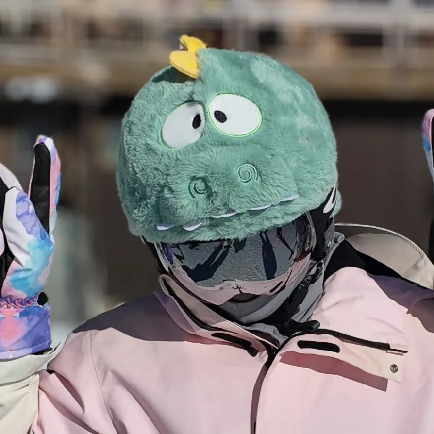 Ski Helmet Cover - Dinosaur Danny, One-size-fits-all, Fun Accessory for Ski & Snowboard Helmets, Compatible with Adults & Kids