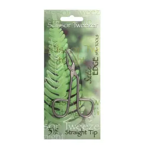 Satin Edge Scissor Tweezer - 3-1/2" Stainless Steel Tweezers for Precision Eyelash Application & Grooming - Perfect for Makeup and Cosmetic Use