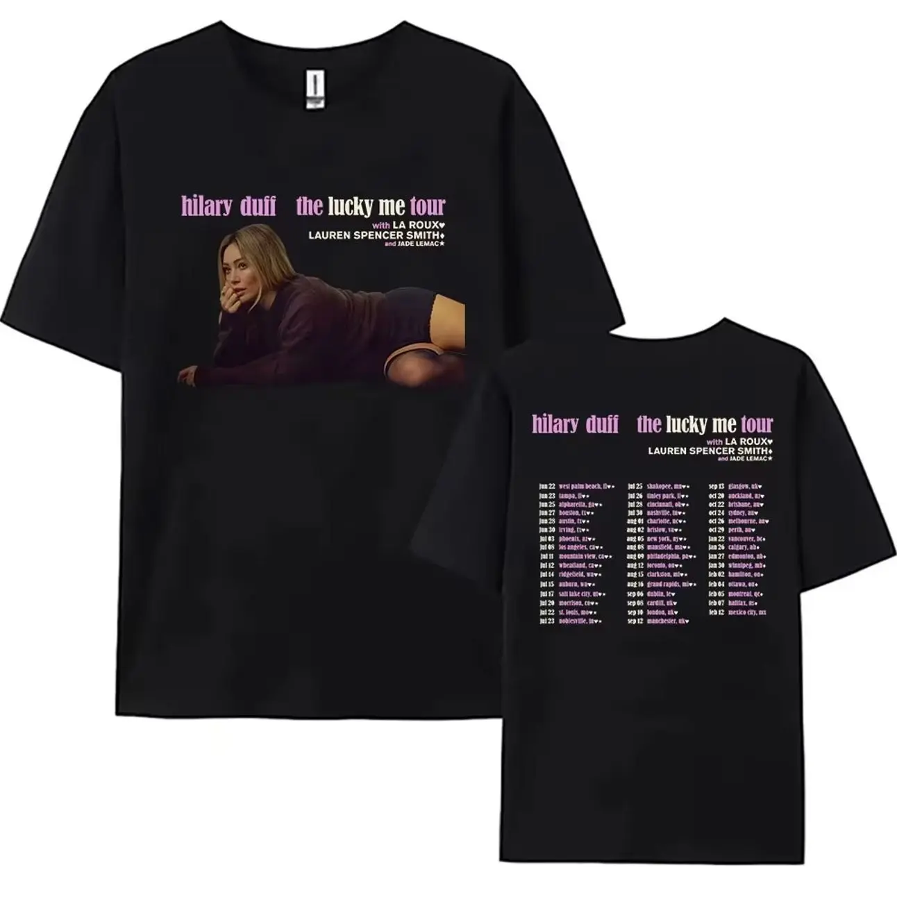 Hilary Duff The Lucky Me Tour 2026 T-shirt Summer Men Women Unisex Short Sleeve Tshirts Singer Design Graphic Print Tees LJI