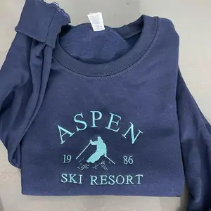 Aspen Ski Resort embroidered sweatshirt, ski lover's design, Colorado Resorts, Aspen Resort embroidered crewneck; gift for shirt; Aspen gift