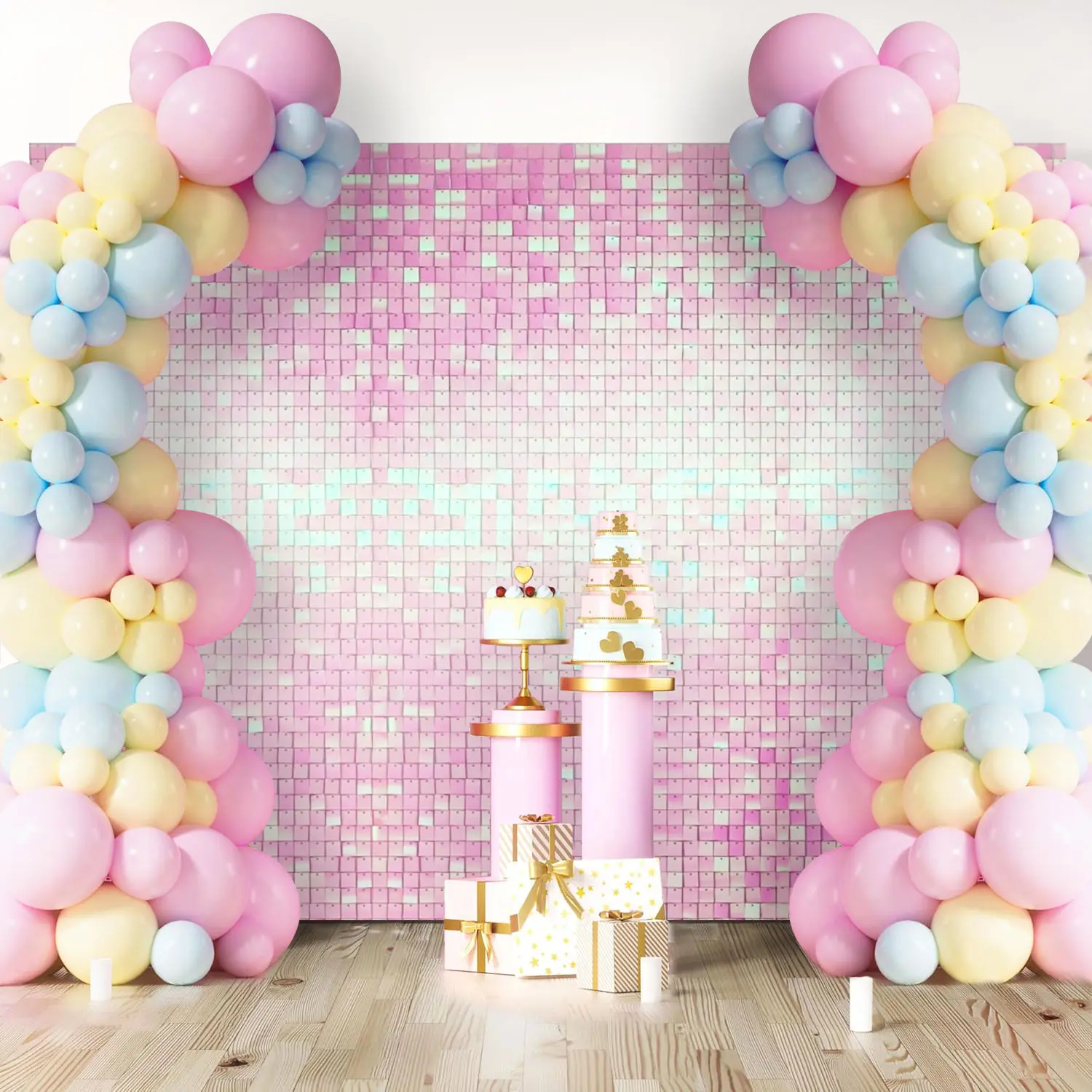 Shimmer Wall Backdrop Square Sequin Glitter Backdrop Panel, Perfect for Outdoor Events, Birthdays, Wedding and Party Decoration