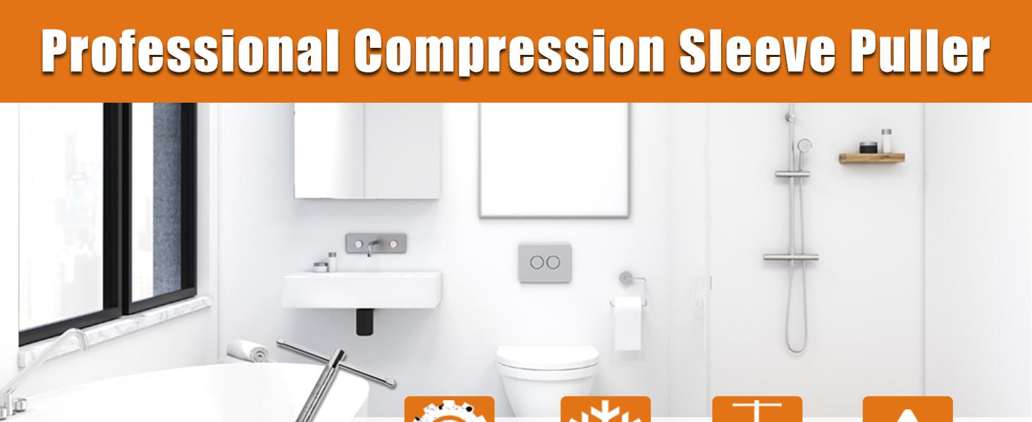 Compression Sleeve Puller Tool Remove Nut & Ferrule Of Pipe 03943, Sleeve Remover For 1/2 Compression Fittings Only, Corroded & Frozen Supply Stops, Plumbing Tools Compression Ring Removal Tool