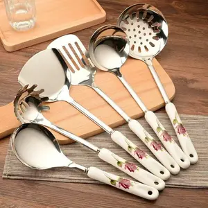 Stainless Steel Cooking Utensils Set, 7 Counts/set Essential Tools Including Spatula & Spoon & Storage Holder, Kitchen Cooking Utensils Set, Spoons Set