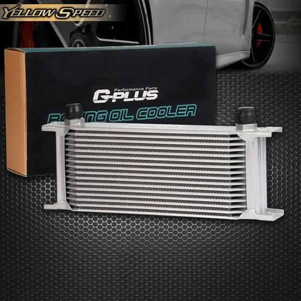 ALLGOOD Universal Fit Metal AN10 Inlets 16-Row Engine Transmission Racing Oil Cooler, Automotive Accessory for Modified Street Vehicles - Helps Reducing Coolant Temperature, Extends Engine Life, Requires Installation, Default