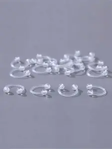 10pcs Transparent Invisible C-shaped Lip Ring Nose Ring, Soft Rod Horseshoe Ring, Body Piercing Jewelry For Men