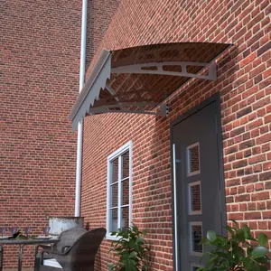 Door Window Awning Canopy Made of  0.137 Inch Thick Crystal Solid Polycarbonate Sheet and Aluminum Alloy with Valance in size of 47" Wide x 34" Deep for Masonry Concrete Wall,Waterproof and UV resistant,firm