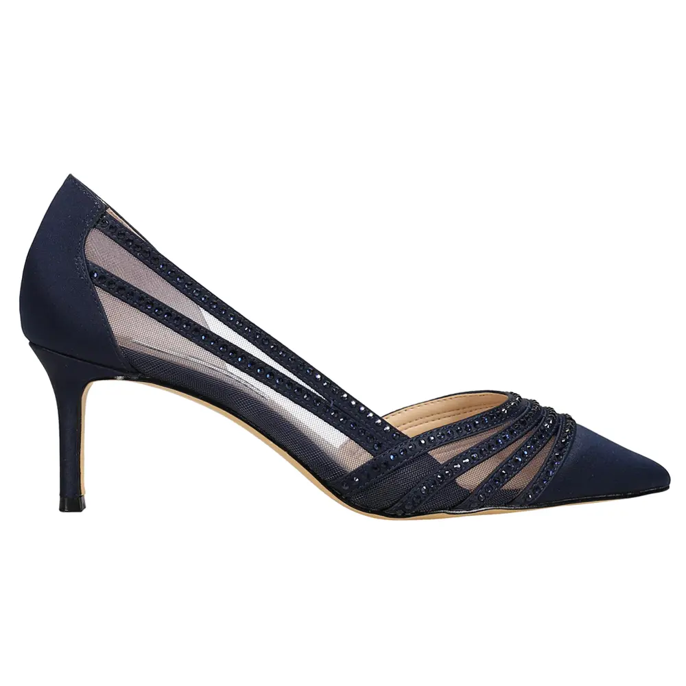 Nina Womens Noreen Rhinestone Pointed Toe Evening Pumps Dress Casual Casual Mid Heel 2-3" - Blue