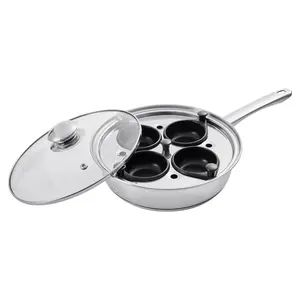 VEVOR Egg Pan, 4-Cup Nonstick Egg Frying Pan, Aluminum Breakfast Omelette Skillet for Pancakes, Hamburgers, Sandwiches, with Lid, Oil Brush, Scraper, Compatible with Gas Stove Induction CookwareVEVOR Super Brand Day