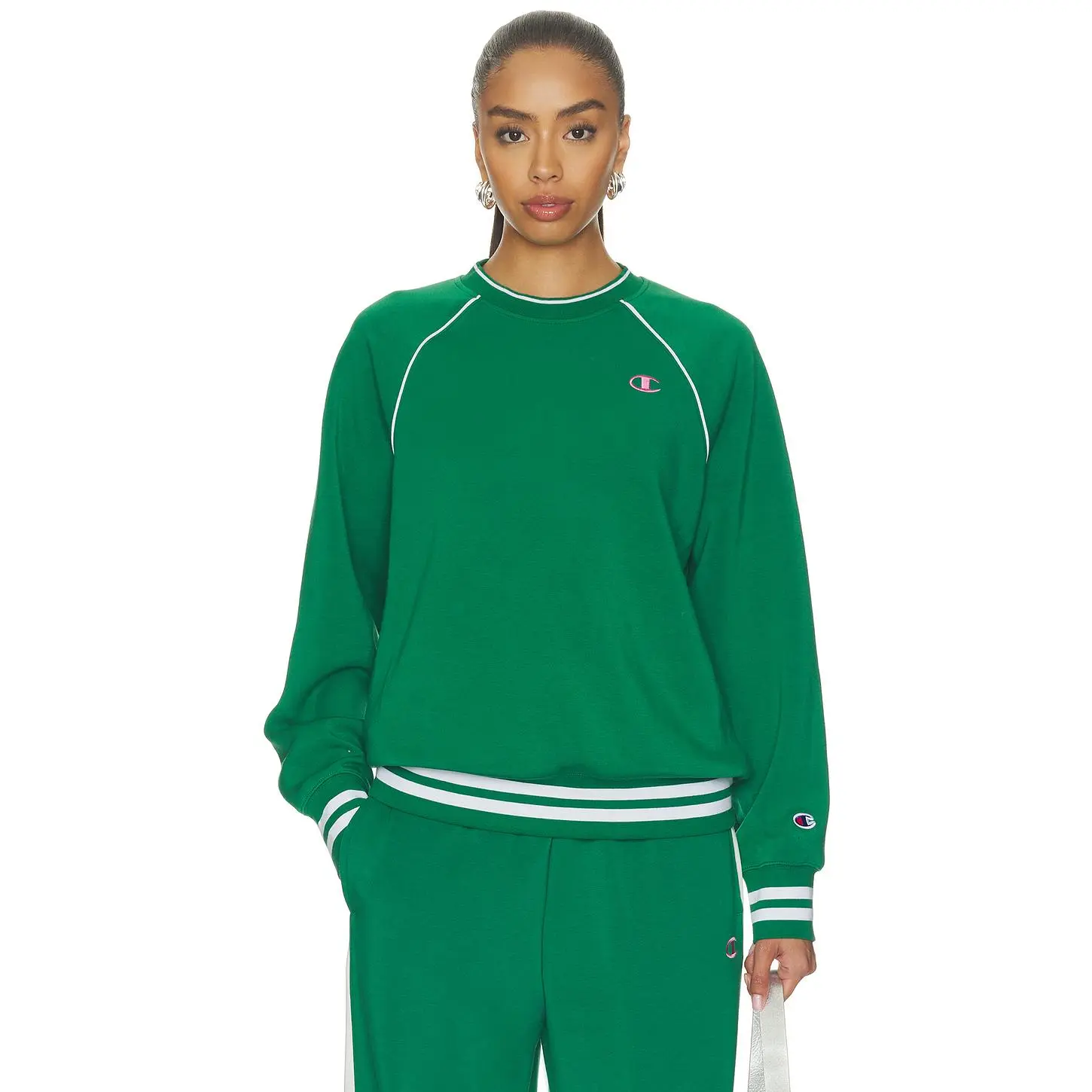 Champion Tennis Court Crewneck Sweater in Verdant Green