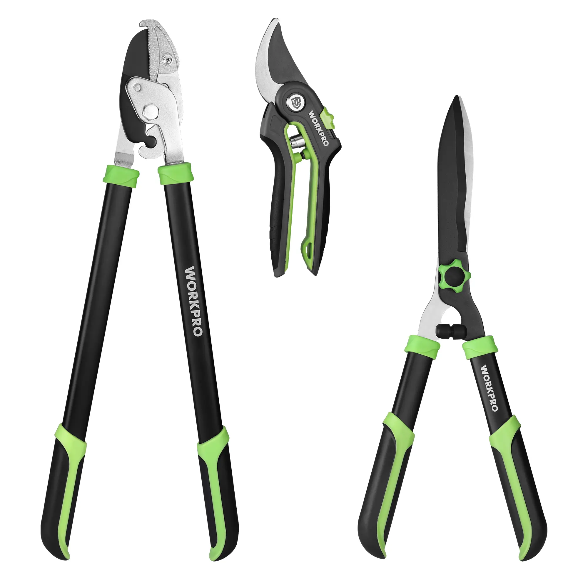 WORKPRO Garden Shears, Heavy-Duty Gardening Clippers Includes Hedge Shear, Anvil Lopper & Pruning Shear, with Sharp Blade, Comfort Grip for Branch, Shrub, and Hedge