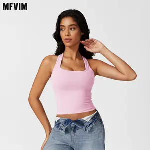 MFVIM Women's Sports Tops Casual Work Vest Basic Tank Top 2025 Summer Camisole Tank Slim Sleeveless Top Skinny Womenswear Sakura Pink Workout Activewear Gymclothes workout tops gym shirts sporty,summerwins