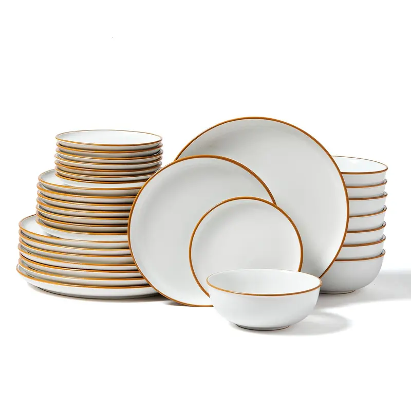【Fallpicks】VEVOR Thick Non-Toxic Ceramic Dinnerware Set, 32-Piece Bundle Dinner Set for 8, Multi-Size Round Plates & Bowls, 1300°C Fired, Lead-Free Glaze, Scratch-Resistant, Dishwasher & Microwave Safe, Everyday Dining, Non-Toxic Ceramic Dinner Sets
