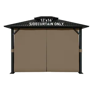 Aoodor Gazebo Curtain Replacement-Universal 4-Panel Sidewalls 12'x16', Patio Privacy Curtains with Double Zipper, UV Resistant (Curtain Only)