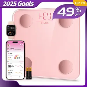 OVUTEK Smart Scale for Body Weight, Pink, BMI, and Body Fat Composition, Bluetooth & App Connectivity - Weighing Scale Smart High Accuracy