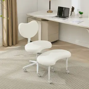 Ivory Cross-Legged Desk Chair with Wheels – Meditation & ADHD Chair, Adjustable Seat & Lumbar Support, Flexible for Fidgety Sitters
