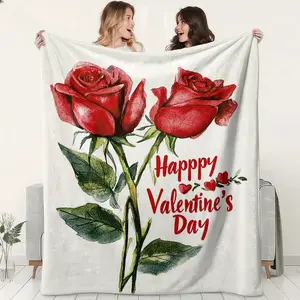 Valentine's Day Flannel Blanket, Rose Flower Blanket, Rose Design High-Definition Print, Soft and Warm, Cozy Blanket, Perfect Gift for All Seasons, Office Nap, Sofa, Bed
