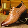 Men's Chic Korean-Style Dress Oxfords - Ankle-High, Basic PU Upper Synthetic Footwear with Closed Pointed Toe, Laces, Slip-Proof Rubber Sole for Business, Office