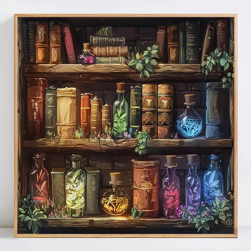 Book Pattern 5D Diamond Arts Colorful Painting Kit without Frame, DIY Decorative Art Picture with Tools for Beginner, Wall Art Decor for Home Living Room