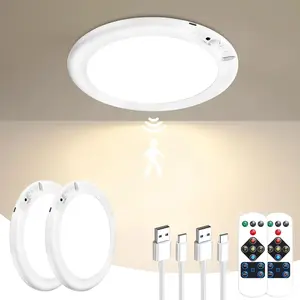Rechargeable Motion Sensor Ceiling Light with Remote , 3 Color Motion Sensor Lights , Wireless Closet Light Battery Operated, Magnetic Dimmable LED Lights for Shower Pantry Shed Hallway Porch Garage Stairs
