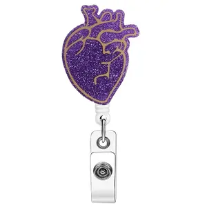 Obsessed Sparkly Anatomical Heart Badge Reel, Perfect for Cardiology Healthcare Workers, Daily Wear, Viral Tiktok Pick for Heart Queens
