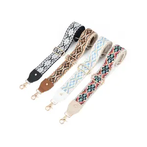 5CM Width Adjustable Wide Shoulder Strap DIY Single Shoulder No Drill Embroidered Old Flower Wide Sling Canvas Bag Strap