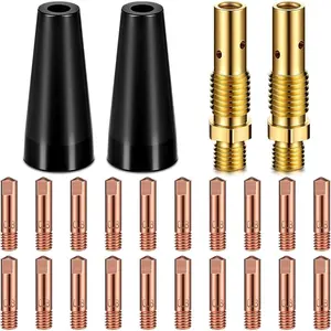 24 count Flux Core Gasless Nozzle Tips Kit Kp1939-1 Flux Core Welder Contact Tips Gasless Nozzle Gas Diffusers for Welder  (0.030"(0.8mm) kit)