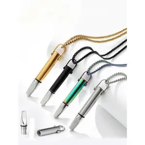 Breath Necklace Stainless Steel Detachable Core Anxiety Relief Pendant, Mindfulness Breathing Stress Relief Gift for Men Women