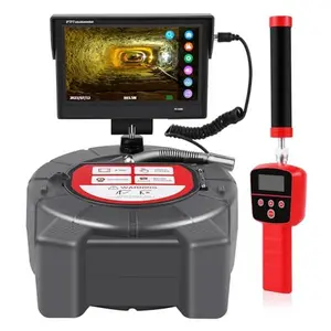 【GARVEE】Sewer Inspection Camera with 512Hz Locator, 165ft and 100ft Self-Leveling Snake Lengths, 9" Touch HD Screen, DVR, Adjustable LEDs, 16GB SD Card, IP68 Waterproof for Pipe Inspection