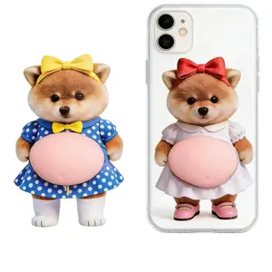 6-Pairs Super Soft Silicone Anti-Collision Stickers | 3d Animal Big Belly Decals For Doors, Windows, Car, Corners | Shiba Inu, Kitten, Bear | Self-Adhesive Protective Decals,Office Computer Desktop/Home Decor,Chubby Shiba Silicone Sticker Protector