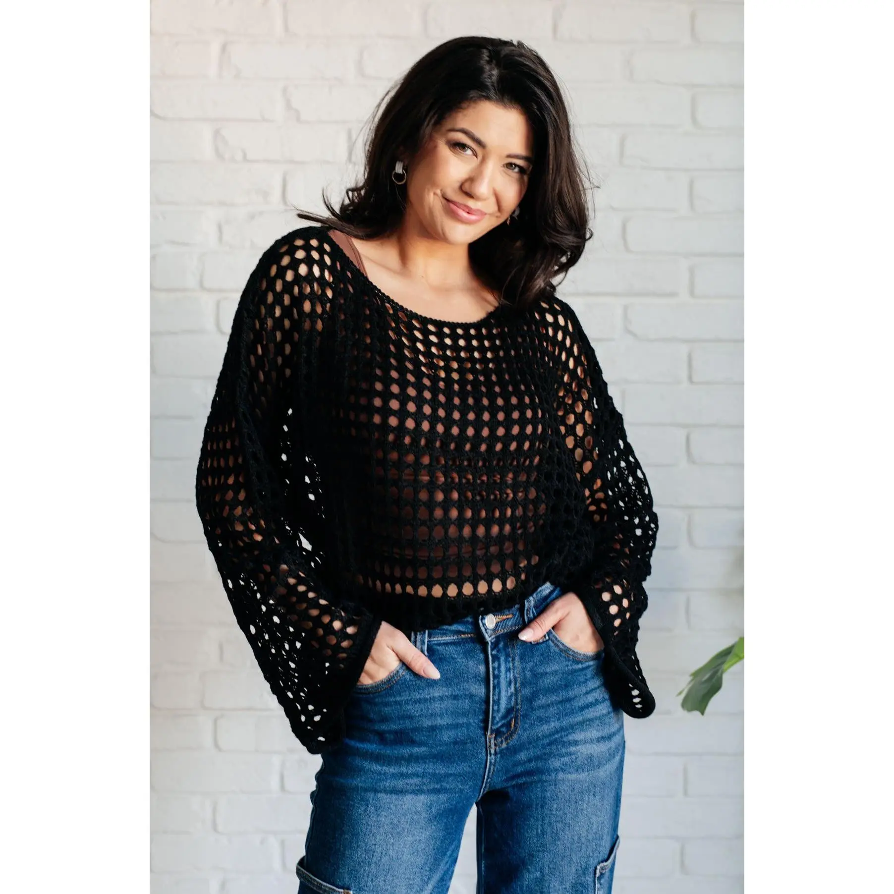Ask Anyway Fishnet Sweater