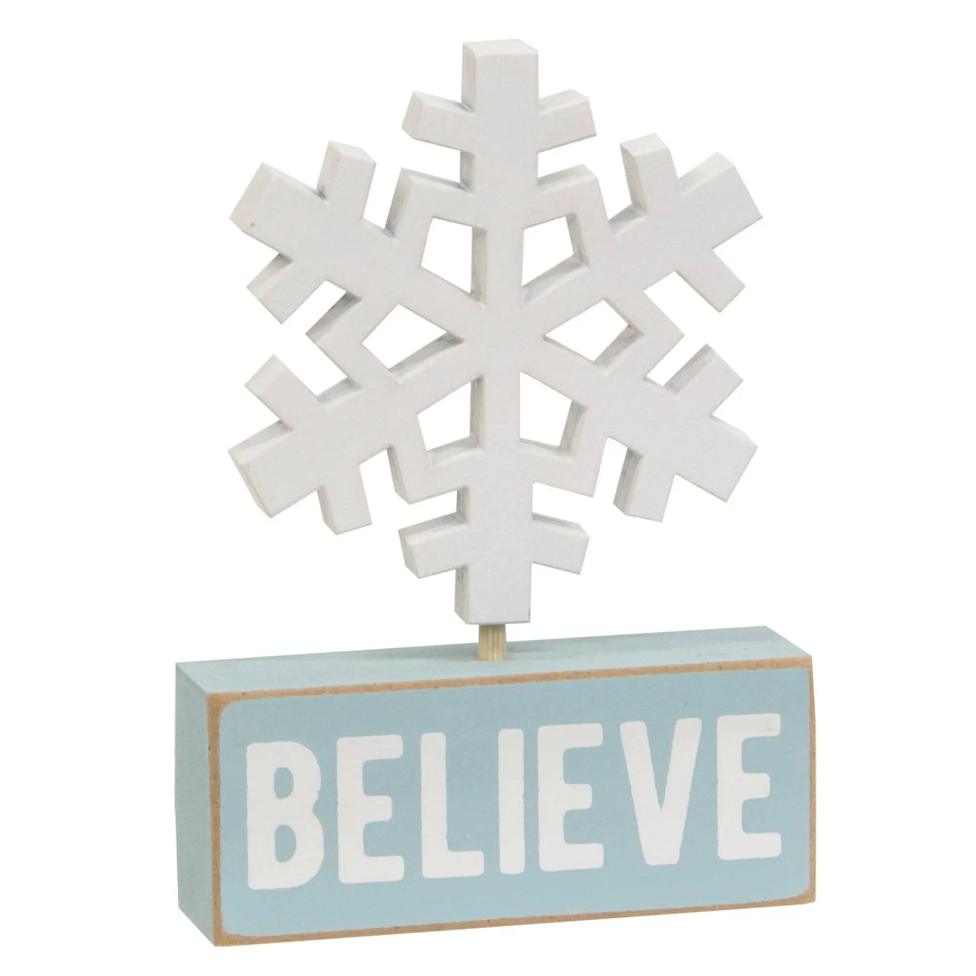 Wooden Snowflake on Believe Block