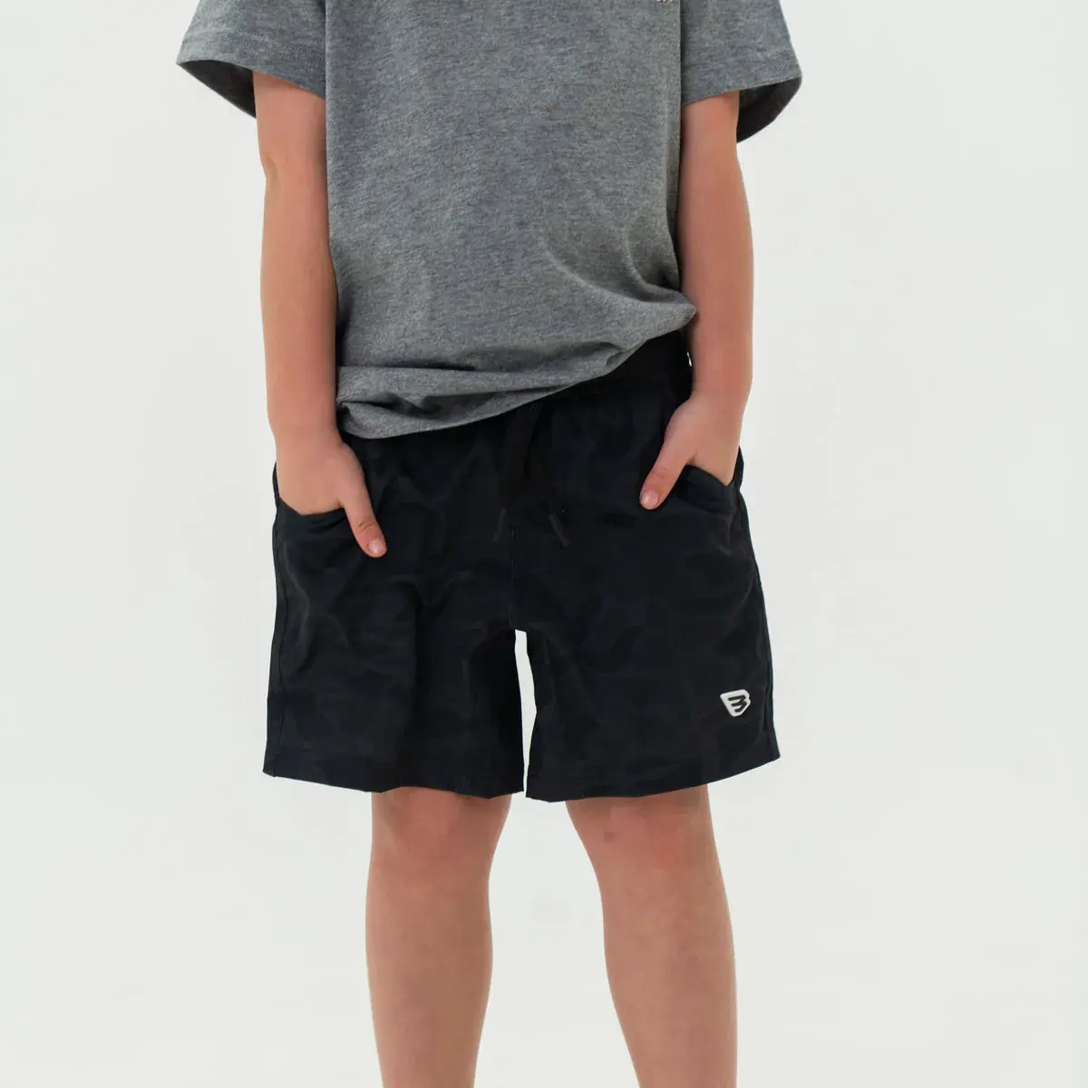 Burlebo Youth Athletic Shorts - Black Camo