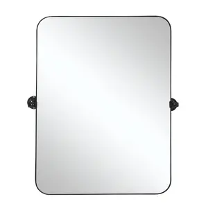 360 Stand Black Metal Classic Framed Modern Rectangle Glass Wall Mirror - 35.76x23.97x0.79 in, Easy Wall Mount, Ideal for Home Decor & Home Supplies, Modern Mirror, Installation