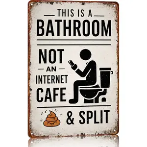 Palette&Wall Vintage Funny Bathroom Wall Decor Metal Sign This Is a Bathroom Not an Internet Café Aluminum Wall Art for Washroom Toilet Farmhouse Home & Office Rustic Aesthetic