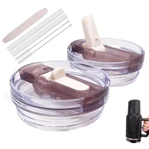 Live 2 Pack Leakproof Flip Straw Lids for Stanley 40oz - BPA-Free PCTG, Spill-Proof & Dishwasher-Safe Replacement Covers for Quencher H2.0 FlowState Tumbler Accessories (Camping, Gym, Travel)