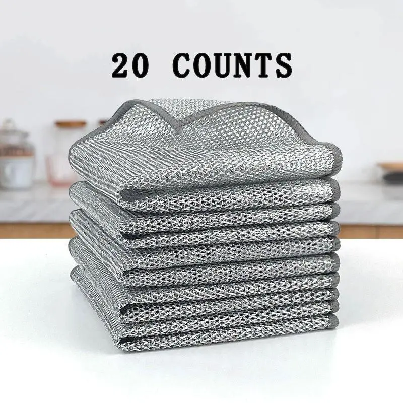 20-Piece Kitchen Cleaning Tool Set, Non-Scratch Durable Reusable Dish Sponges - Double Layer Exfoliating Net Sponge, All Purpose Wire Mesh Scrubbing Pads for Dishwashing