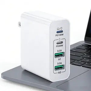 140W Laptop Charger, 4-in-1 Fast Wall Charger Block, Full Safety Protection,  Station for Laptop, Macbook, iPhone 17/16/15/14 Pro Max, Samsung Galaxy S24/S23, iPad Pro, etc