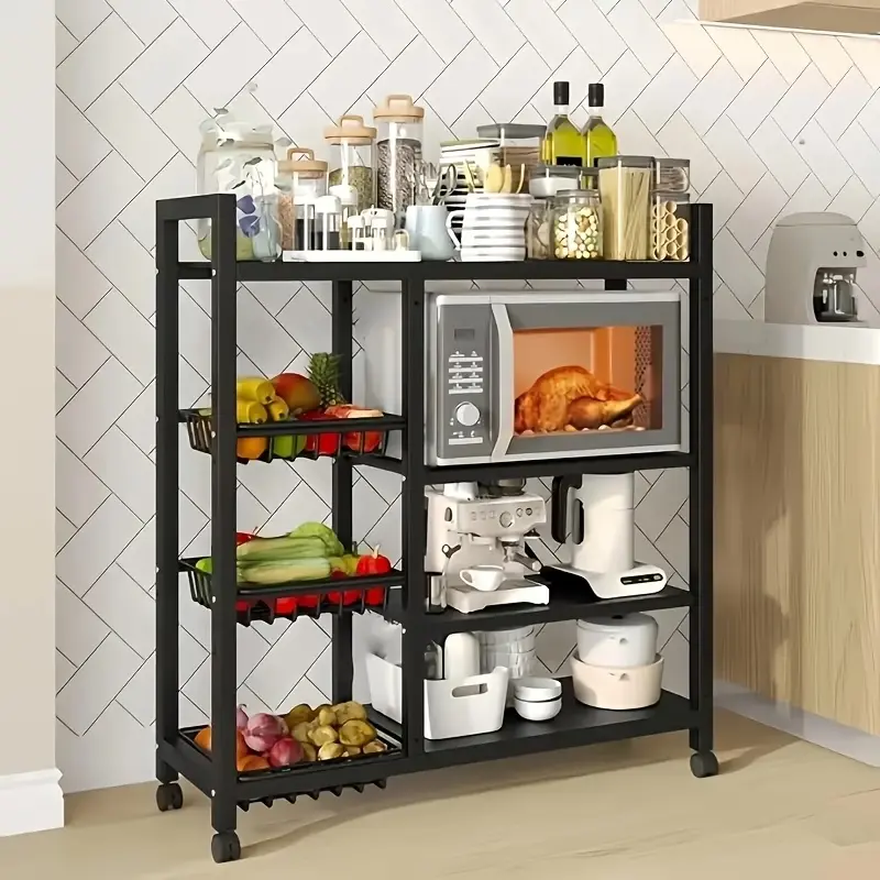 Heavy-Duty Freestanding Expandable Storage Shelving Unit with Adjustable Shelves, Kitchen Produce Basket Organizer, Ideal for Kitchen Storage Supplies, Garage, Workshop & Pantry, Easy to Assemble