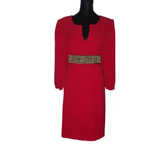 Karl Lagerfeld Paris Womens Red Pearl Button Cuff Dress