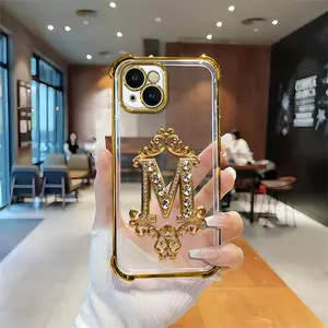 Suitable for [iPhone 15] high-end phone case🥰，Features a premium-look printed design—not actual 3D diamond studs，Choose from any of the 26 letters. YM99