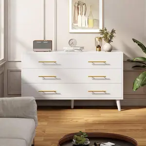 47.5'' Vanity For Bedroom, Modern 6 Drawer Wood Storage Cabinet  Dresser With Metal Handles, Wide Chest Of Organizer Storage Drawers ForBedroom, Living Room, Hallway, Entryway, White