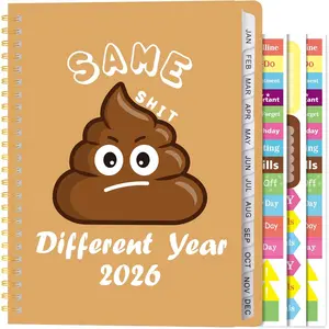 2026 A5 Planner - Funny  Sweary 2026 Weekly and Monthly Planner Adult Humor Writing Notebooks, Jan. 2026 - Dec. 2026, Hardcover Calendar with Tabs Stickers  Pocket -Wire Binding
